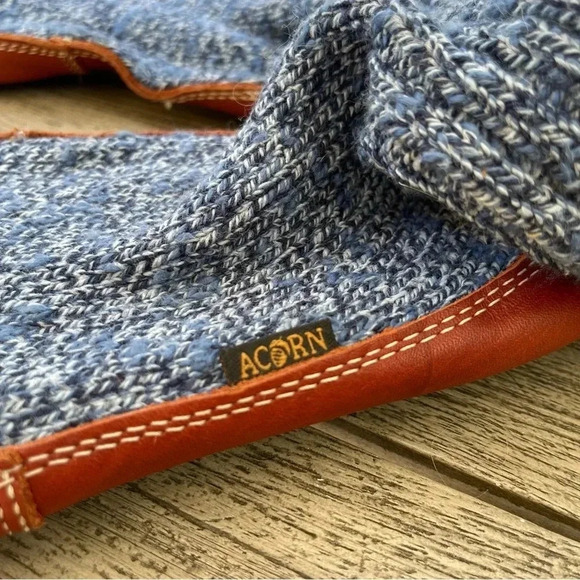 Acorn Mens Rag Wool Leather sock Slippers Mens Size 12 - 13 - Picture 2 of 6